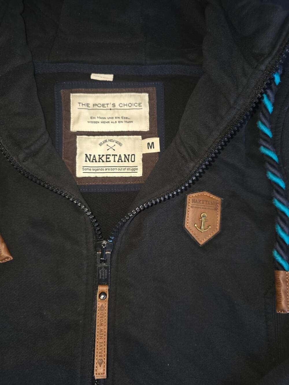 Naketano The Poet's Choice Zip Hoodie Size M Black